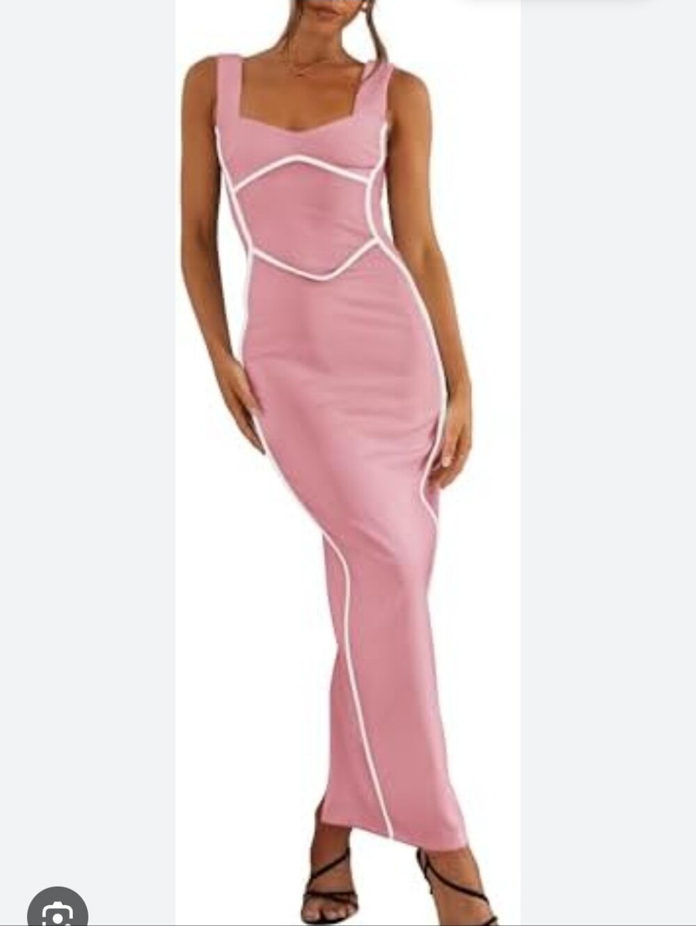 BTFBM Blush Pink Maxi Skirt with White Piping Size Medium